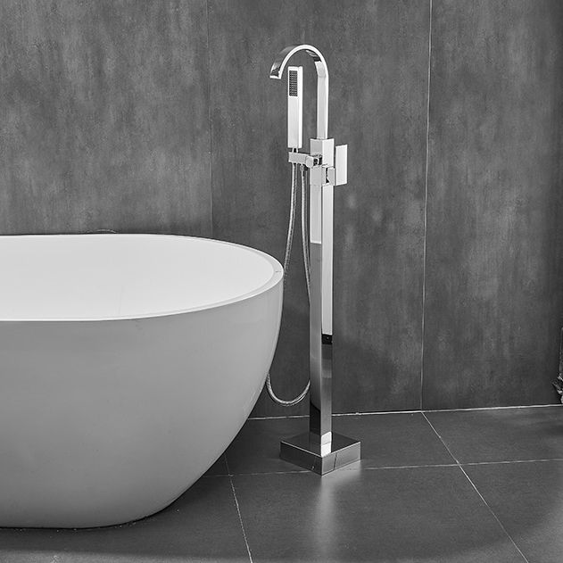 Floor Mounted Metal Freestanding Tub Filler Swivel High Arc Freestanding Faucet Clearhalo 'Bathroom Remodel & Bathroom Fixtures' 'Bathtub Faucets' 'bathtub_faucets' 'Home Improvement' 'home_improvement' 'home_improvement_bathtub_faucets' 1200x1200_55834b53-ce49-4e6a-9273-00a9e177a2a9