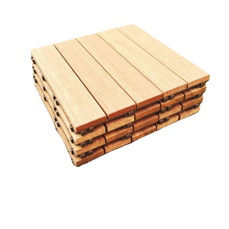 Teak Finish 5-Slat Square Wood Flooring Tile Interlocking Outdoor Flooring Tiles Clearhalo 'Home Improvement' 'home_improvement' 'home_improvement_outdoor_deck_tiles_planks' 'Outdoor Deck Tiles & Planks' 'Outdoor Flooring & Tile' 'Outdoor Remodel' 'outdoor_deck_tiles_planks' 1200x1200_55e29800-51dd-4267-a327-f3173c2cea10