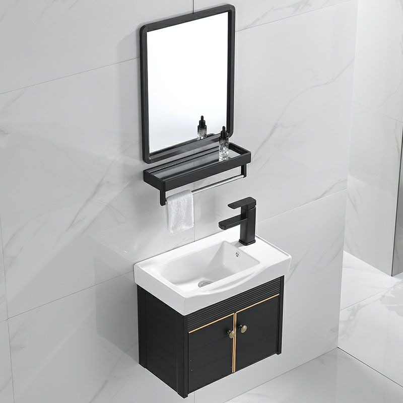 Wall Mount Metal Modern Sink Vanity with Sink for Bathroom in Black Clearhalo 'Bathroom Remodel & Bathroom Fixtures' 'Bathroom Vanities' 'bathroom_vanities' 'Home Improvement' 'home_improvement' 'home_improvement_bathroom_vanities' 1200x1200_55e2d8ba-b05d-47c5-b417-ad18f0f8457f