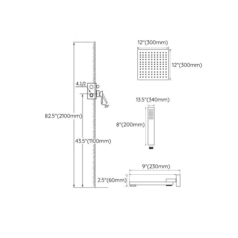 Grey Shower System Lever Handle Temperature Control Square Ceiling Mount Shower Set Clearhalo 'Bathroom Remodel & Bathroom Fixtures' 'Home Improvement' 'home_improvement' 'home_improvement_shower_faucets' 'Shower Faucets & Systems' 'shower_faucets' 'Showers & Bathtubs Plumbing' 'Showers & Bathtubs' 1200x1200_56250cbe-e15e-45ce-880a-9be22b57fa17