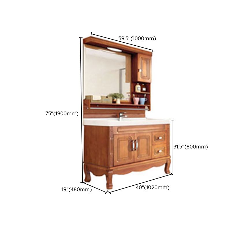 Traditional Freestanding Bathroom Vanity Set Wood Sink Vanity with Mirror Clearhalo 'Bathroom Remodel & Bathroom Fixtures' 'Bathroom Vanities' 'bathroom_vanities' 'Home Improvement' 'home_improvement' 'home_improvement_bathroom_vanities' 1200x1200_563d5caf-72a8-40a9-86ca-513bce6af3b0