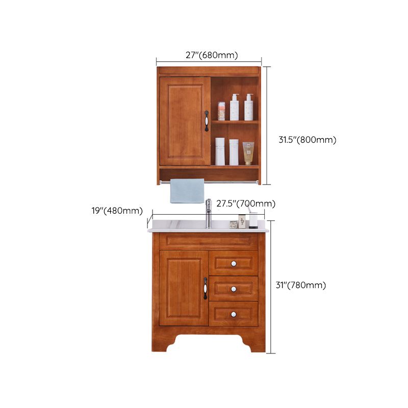 Traditional Wood Sink Vanity Freestanding Bathroom Vanity Set with Mirror Clearhalo 'Bathroom Remodel & Bathroom Fixtures' 'Bathroom Vanities' 'bathroom_vanities' 'Home Improvement' 'home_improvement' 'home_improvement_bathroom_vanities' 1200x1200_564a63d9-7051-4190-adc9-674c5f8fc88c