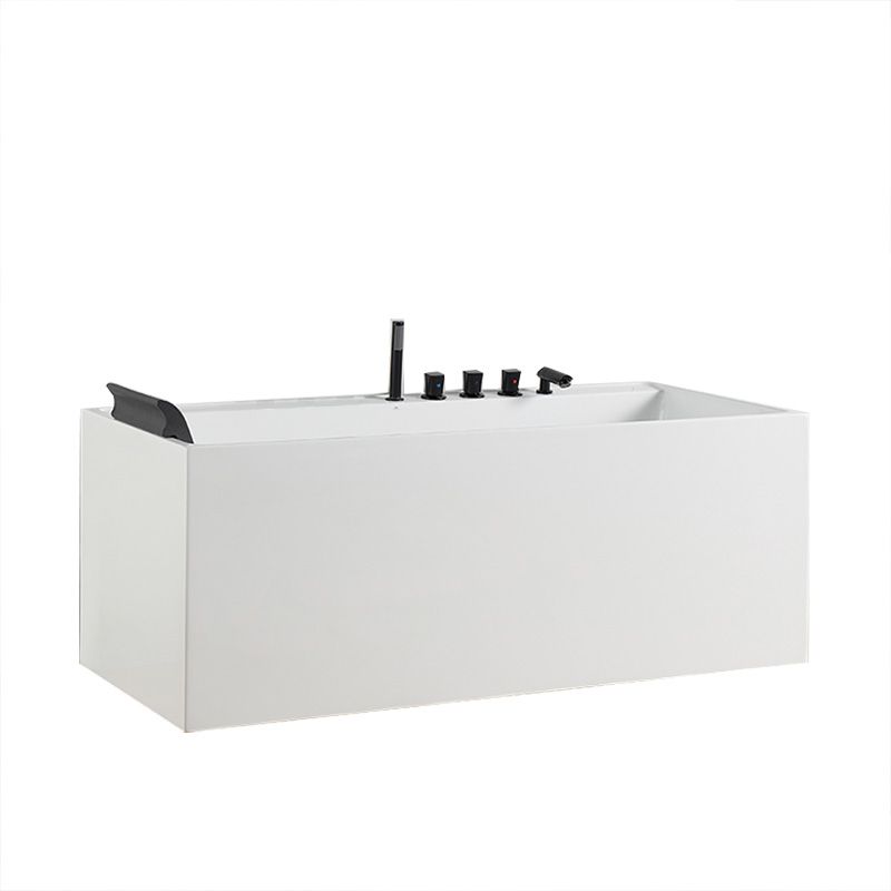 Modern White Rectangle Bathtub Acrylic Freestand Soaking Bathtub with Drain Bath Tub Clearhalo 'Bathroom Remodel & Bathroom Fixtures' 'Bathtubs' 'Home Improvement' 'home_improvement' 'home_improvement_bathtubs' 'Showers & Bathtubs' 1200x1200_566321c4-e0aa-4ac2-89b1-cc1b620edef2