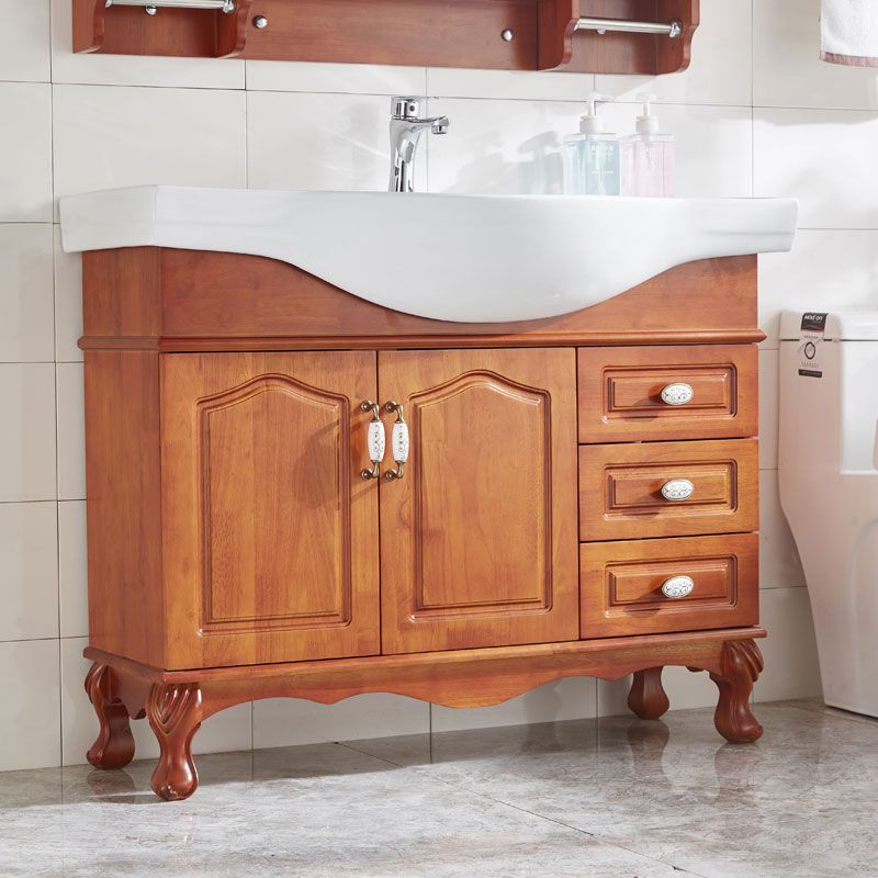 Traditional Freestanding Bathroom Sink Vanity Wood Sink Vanity with Mirror Clearhalo 'Bathroom Remodel & Bathroom Fixtures' 'Bathroom Vanities' 'bathroom_vanities' 'Home Improvement' 'home_improvement' 'home_improvement_bathroom_vanities' 1200x1200_56d63655-3ef1-4ac9-b546-44463db22061