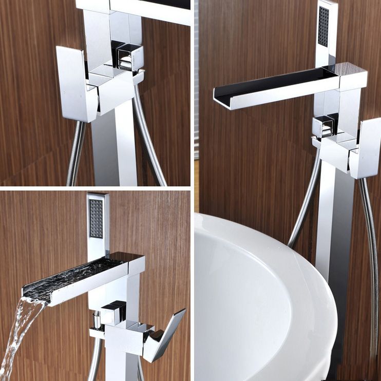 Modern Freestanding Tub Filler Trim Copper Floor Mounted Freestanding Bathtub Faucet Clearhalo 'Bathroom Remodel & Bathroom Fixtures' 'Bathtub Faucets' 'bathtub_faucets' 'Home Improvement' 'home_improvement' 'home_improvement_bathtub_faucets' 1200x1200_56d91efd-b34d-47e6-9923-e41a47961a70