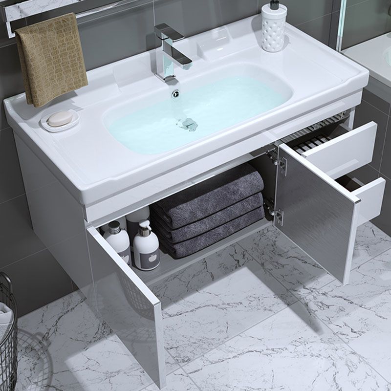 Modern Wall Mount Bathroom Sink Vanity with Faucet Sink Mirror Clearhalo 'Bathroom Remodel & Bathroom Fixtures' 'Bathroom Vanities' 'bathroom_vanities' 'Home Improvement' 'home_improvement' 'home_improvement_bathroom_vanities' 1200x1200_56f7bd06-68af-4821-a661-3de5bbd64130