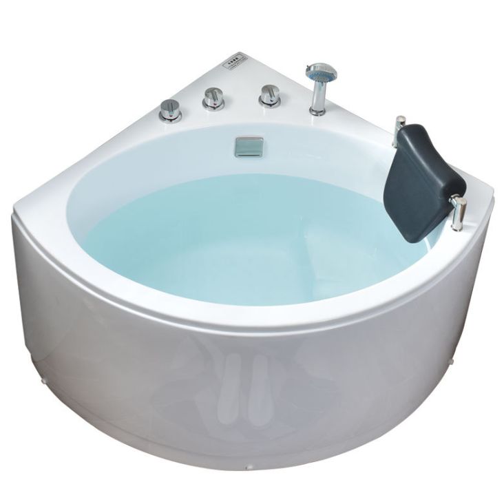 Corner Modern Bath Acrylic Soaking White Back to Wall Bathtub Clearhalo 'Bathroom Remodel & Bathroom Fixtures' 'Bathtubs' 'Home Improvement' 'home_improvement' 'home_improvement_bathtubs' 'Showers & Bathtubs' 1200x1200_56fba7d3-0528-4a48-8f6f-e6b22ae9f4b4