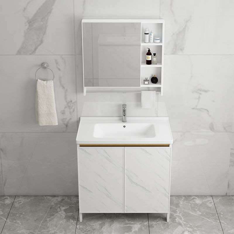 Modern Bath Vanity White Single Rectangular Freestanding Sink Vanity Clearhalo 'Bathroom Remodel & Bathroom Fixtures' 'Bathroom Vanities' 'bathroom_vanities' 'Home Improvement' 'home_improvement' 'home_improvement_bathroom_vanities' 1200x1200_57063fd9-0d3c-4e7b-9892-12dab85a82a9