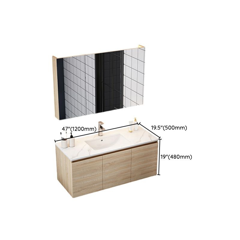 Wall-Mounted Modern Light Wood Single-Sink Open Console with Sink Set Clearhalo 'Bathroom Remodel & Bathroom Fixtures' 'Bathroom Vanities' 'bathroom_vanities' 'Home Improvement' 'home_improvement' 'home_improvement_bathroom_vanities' 1200x1200_570d23f8-0072-424b-a674-ead9116d86dd