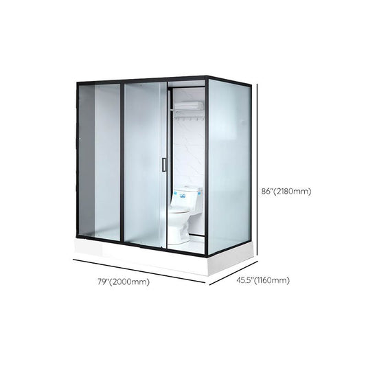 Single Sliding Rectangle Shower Kit White Frosted Shower Stall with Shower Tray Clearhalo 'Bathroom Remodel & Bathroom Fixtures' 'Home Improvement' 'home_improvement' 'home_improvement_shower_stalls_enclosures' 'Shower Stalls & Enclosures' 'shower_stalls_enclosures' 'Showers & Bathtubs' 1200x1200_5711feb6-8573-4884-b571-edfd107a22ea