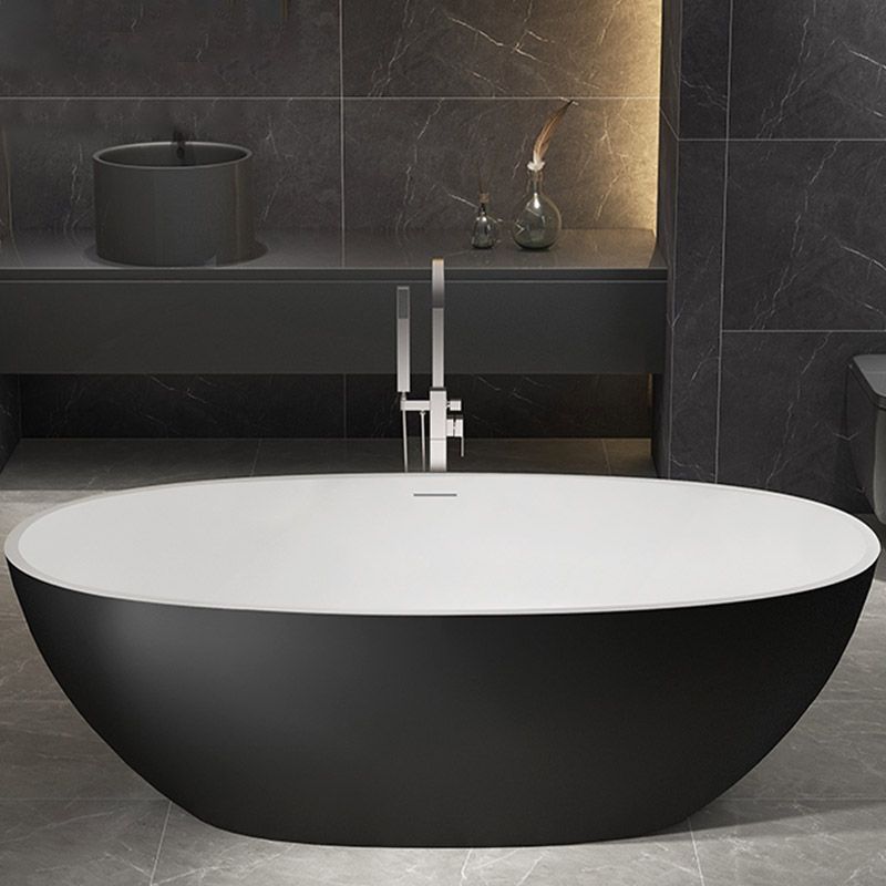 Modern Ellipse Stone Bathtub White Freestand Soaking Bathtub with Overflow Hole Clearhalo 'Bathroom Remodel & Bathroom Fixtures' 'Bathtubs' 'Home Improvement' 'home_improvement' 'home_improvement_bathtubs' 'Showers & Bathtubs' 1200x1200_5719970c-622c-4705-9d55-1629a5fcfd2f