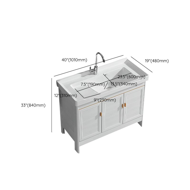 Freestanding Bath Vanity White Mirror Rectangular Single Sink Vanity with Doors Clearhalo 'Bathroom Remodel & Bathroom Fixtures' 'Bathroom Vanities' 'bathroom_vanities' 'Home Improvement' 'home_improvement' 'home_improvement_bathroom_vanities' 1200x1200_5728a7e4-a62b-4dba-8152-695b55398ca5