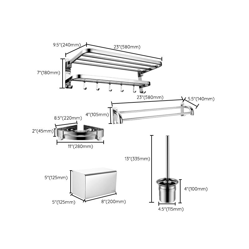 Silver/Black Bathroom Hardware Set Modern Bathroom Accessories Hardware Set Clearhalo 'Bathroom Hardware Sets' 'Bathroom Hardware' 'Bathroom Remodel & Bathroom Fixtures' 'bathroom_hardware_sets' 'Home Improvement' 'home_improvement' 'home_improvement_bathroom_hardware_sets' 1200x1200_57520337-008f-42fb-afaa-953b047b0b1c