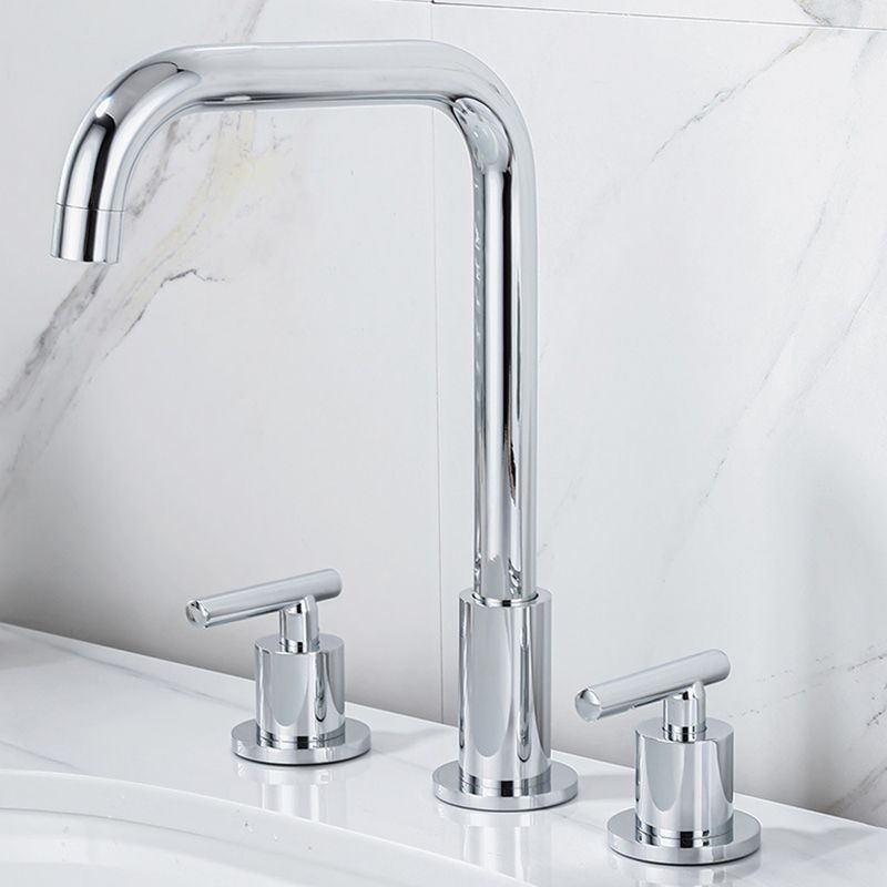 Modern 2-Handle Bathroom Sink Faucet 3 Hole Widespread Bathroom Faucet Clearhalo 'Bathroom Remodel & Bathroom Fixtures' 'Bathroom Sink Faucets' 'Bathroom Sinks & Faucet Components' 'bathroom_sink_faucets' 'Home Improvement' 'home_improvement' 'home_improvement_bathroom_sink_faucets' 1200x1200_575747c4-1511-4a51-9cb5-b52cc858c00e