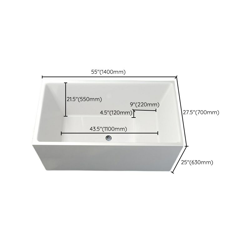 Contemporary White Acrylic Bathtub Rectangular Soaking Tub for Home Clearhalo 'Bathroom Remodel & Bathroom Fixtures' 'Bathtubs' 'Home Improvement' 'home_improvement' 'home_improvement_bathtubs' 'Showers & Bathtubs' 1200x1200_577f8f77-0a38-4684-a88e-7775c7a6681b