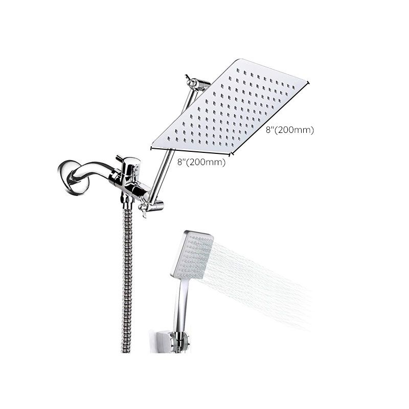 Pull down Dual Shower Head Square High Arch Shower Head Combo in Chrome Clearhalo 'Bathroom Remodel & Bathroom Fixtures' 'Home Improvement' 'home_improvement' 'home_improvement_shower_heads' 'Shower Heads' 'shower_heads' 'Showers & Bathtubs Plumbing' 'Showers & Bathtubs' 1200x1200_5783dfb4-a60c-4ae7-b0d6-6b4042063b77