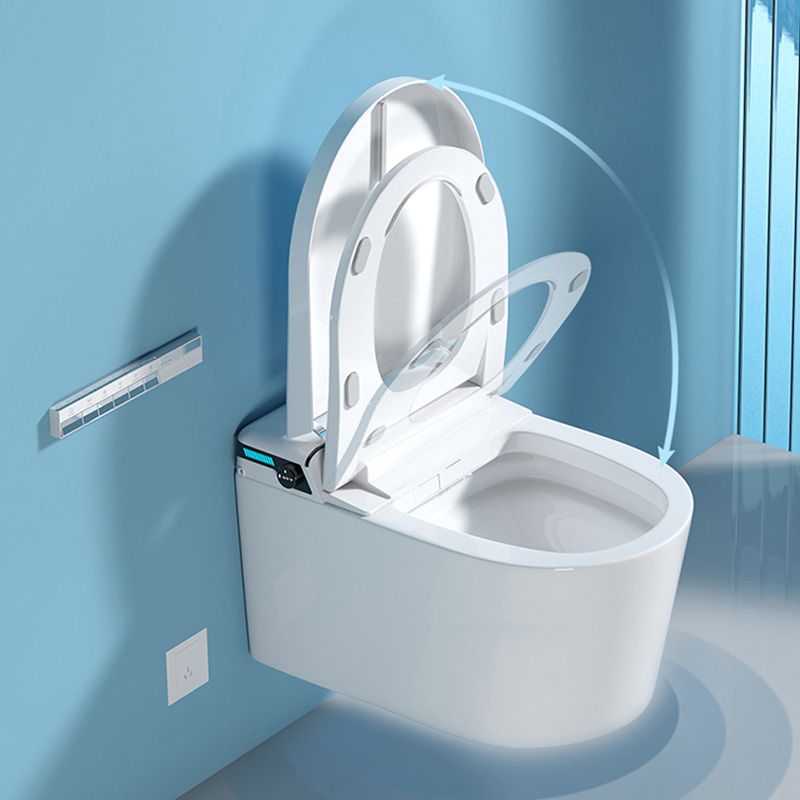 Elongated Wall Hung Toilet Set Foot Sensor Ceramic Wall Mounted Bidet in White Clearhalo 'Bathroom Remodel & Bathroom Fixtures' 'Bidets' 'Home Improvement' 'home_improvement' 'home_improvement_bidets' 'Toilets & Bidets' 1200x1200_57a07614-1c27-4ca5-9036-7f9b6b5926a6