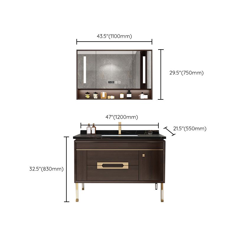 Freestanding Vanity Mirror Rectangle Single Sink Wood Frame Vanity Set with Drawers Clearhalo 'Bathroom Remodel & Bathroom Fixtures' 'Bathroom Vanities' 'bathroom_vanities' 'Home Improvement' 'home_improvement' 'home_improvement_bathroom_vanities' 1200x1200_57a3b602-0294-460c-810b-3d83582f7848