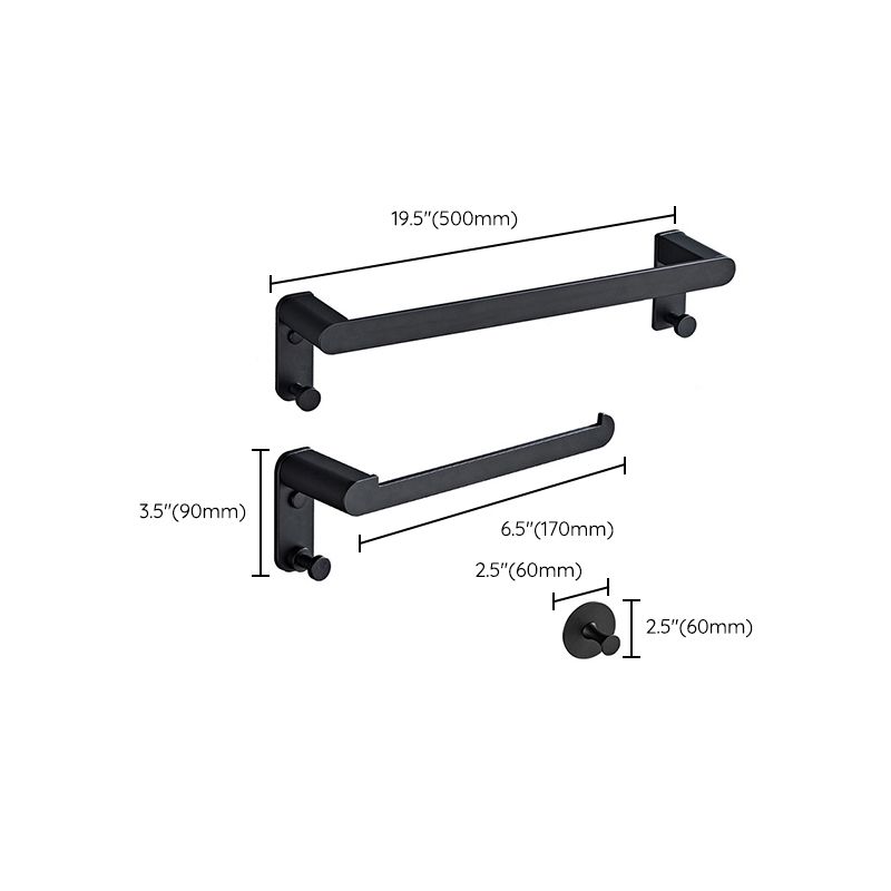 Metal Bathroom Set 5-piece Modern Style Black Bathroom Hardware Set Clearhalo 'Bathroom Hardware Sets' 'Bathroom Hardware' 'Bathroom Remodel & Bathroom Fixtures' 'bathroom_hardware_sets' 'Home Improvement' 'home_improvement' 'home_improvement_bathroom_hardware_sets' 1200x1200_57aef336-7f78-4792-8584-c34a579590c1