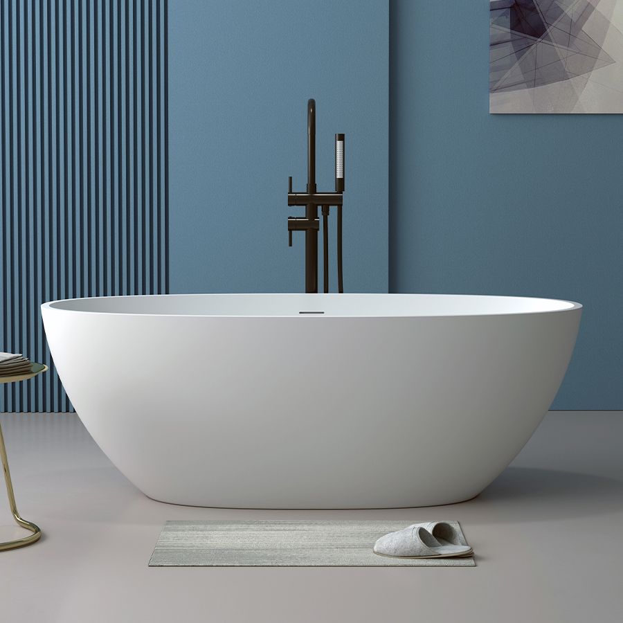 Stone Soaking Bath Antique Finish Oval Back to Wall Bath Tub Clearhalo 'Bathroom Remodel & Bathroom Fixtures' 'Bathtubs' 'Home Improvement' 'home_improvement' 'home_improvement_bathtubs' 'Showers & Bathtubs' 1200x1200_57b3a83a-e824-44ff-896f-519b8d46c94c