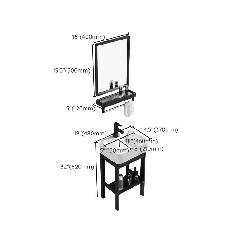 Shelving Included Vanity Metal Frame Rectangle Single Sink Freestanding Bathroom Vanity Clearhalo 'Bathroom Remodel & Bathroom Fixtures' 'Bathroom Vanities' 'bathroom_vanities' 'Home Improvement' 'home_improvement' 'home_improvement_bathroom_vanities' 1200x1200_57b40153-270a-4aa9-b9ab-9299671eea5c