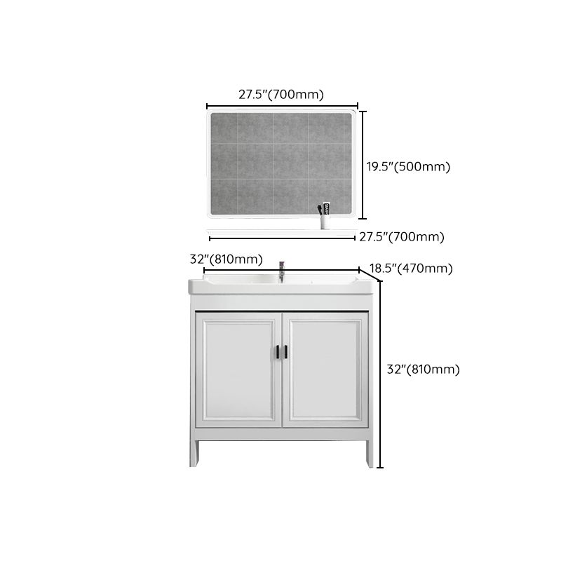 Freestanding Bathroom Vanity Modern White Ceramic Top Single Vanity Set Clearhalo 'Bathroom Remodel & Bathroom Fixtures' 'Bathroom Vanities' 'bathroom_vanities' 'Home Improvement' 'home_improvement' 'home_improvement_bathroom_vanities' 1200x1200_57c1eb66-9427-4690-95d3-258bff449395