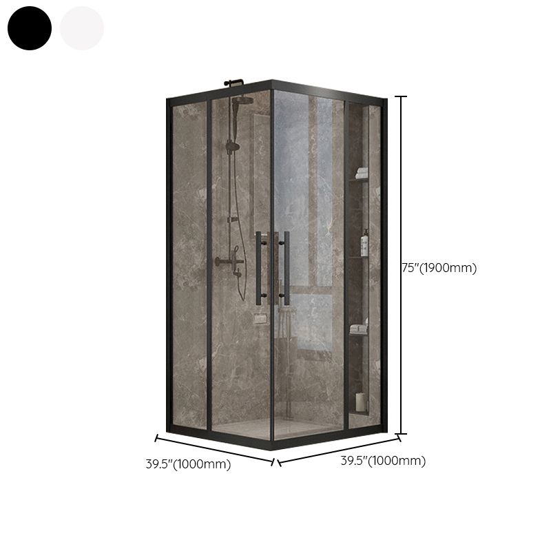 Shower Enclosure Semi-Frameless Single Sliding Square Black Shower Stall Clearhalo 'Bathroom Remodel & Bathroom Fixtures' 'Home Improvement' 'home_improvement' 'home_improvement_shower_stalls_enclosures' 'Shower Stalls & Enclosures' 'shower_stalls_enclosures' 'Showers & Bathtubs' 1200x1200_57c69391-7386-42ac-95c1-2dc969c161ac