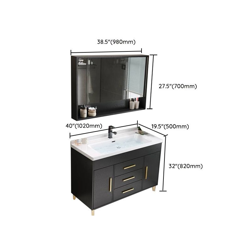 Single-Sink Black Solid Wood Modern Open Console with Sink Set Clearhalo 'Bathroom Remodel & Bathroom Fixtures' 'Bathroom Vanities' 'bathroom_vanities' 'Home Improvement' 'home_improvement' 'home_improvement_bathroom_vanities' 1200x1200_57d18edb-9ae6-426c-9bd6-a312827eee56