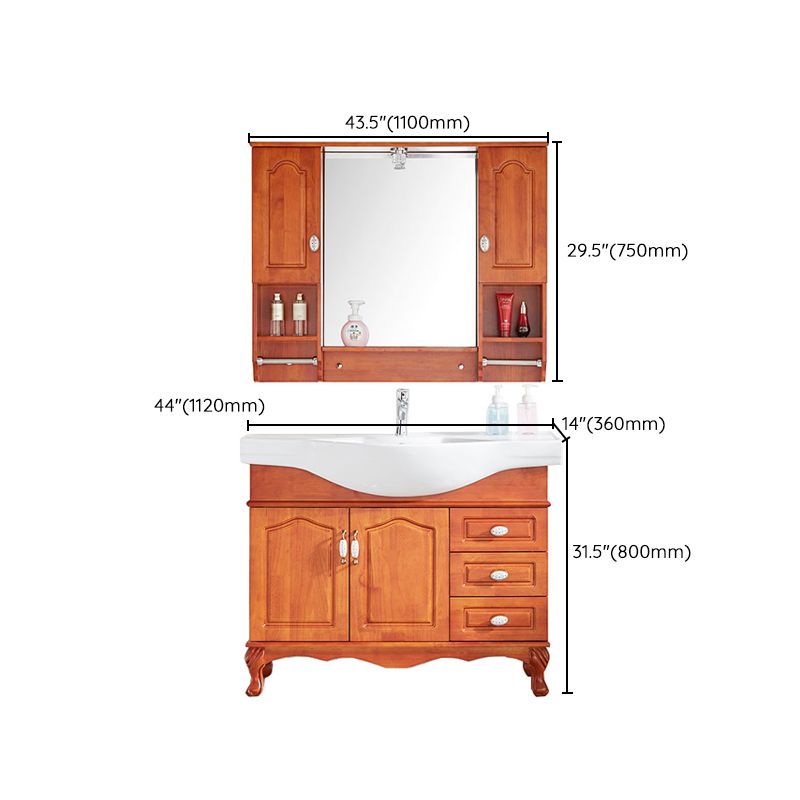 Traditional Freestanding Bathroom Sink Vanity Wood Sink Vanity with Mirror Clearhalo 'Bathroom Remodel & Bathroom Fixtures' 'Bathroom Vanities' 'bathroom_vanities' 'Home Improvement' 'home_improvement' 'home_improvement_bathroom_vanities' 1200x1200_57dd2e46-de9a-4000-88a9-b81ad6e4bf52