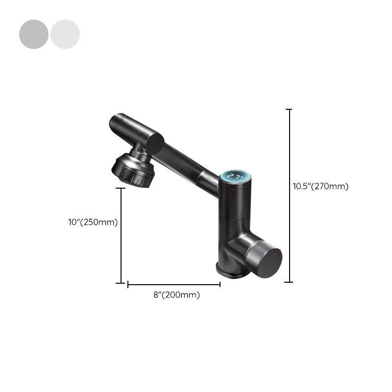 Modern Bathroom Vessel Faucet Swivel Spout Digital Display High-Arc Vessel Faucet Clearhalo 'Bathroom Remodel & Bathroom Fixtures' 'Bathroom Sink Faucets' 'Bathroom Sinks & Faucet Components' 'bathroom_sink_faucets' 'Home Improvement' 'home_improvement' 'home_improvement_bathroom_sink_faucets' 1200x1200_57ea93b5-cd84-42a1-a8d4-1df5b7a0f4af