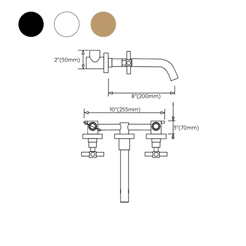 Modern Wall Mounted Sink Faucet Cross Handles Wall Mounted Faucets Clearhalo 'Bathroom Remodel & Bathroom Fixtures' 'Bathroom Sink Faucets' 'Bathroom Sinks & Faucet Components' 'bathroom_sink_faucets' 'Home Improvement' 'home_improvement' 'home_improvement_bathroom_sink_faucets' 1200x1200_57f6acde-efc6-4fc8-b608-634be3a539b5