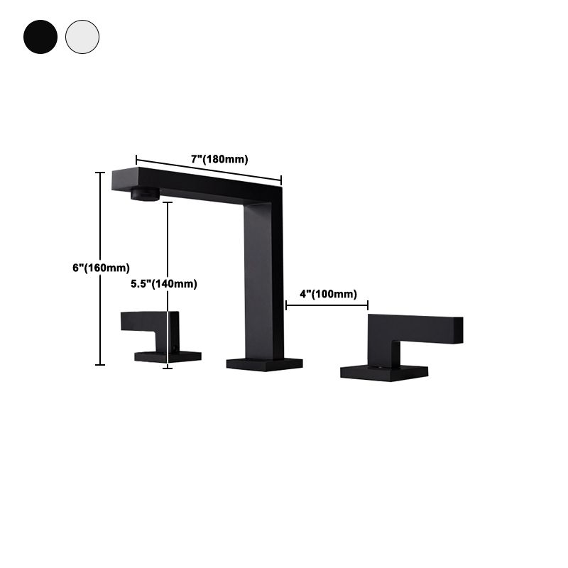 Square 2-Handle Bathroom Faucet 3 Hole Widespread Lavatory Faucet Clearhalo 'Bathroom Remodel & Bathroom Fixtures' 'Bathroom Sink Faucets' 'Bathroom Sinks & Faucet Components' 'bathroom_sink_faucets' 'Home Improvement' 'home_improvement' 'home_improvement_bathroom_sink_faucets' 1200x1200_57f997f0-9107-44e6-af3f-2cc95864e7f9