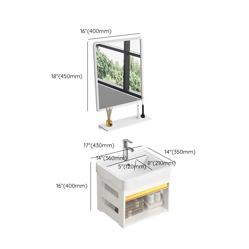 Sink Vanity Set White Drawers Wall-mounted Rectangular Sink with Faucet Clearhalo 'Bathroom Remodel & Bathroom Fixtures' 'Bathroom Vanities' 'bathroom_vanities' 'Home Improvement' 'home_improvement' 'home_improvement_bathroom_vanities' 1200x1200_5810d0db-f5d3-4bef-9e17-d425c2f28686