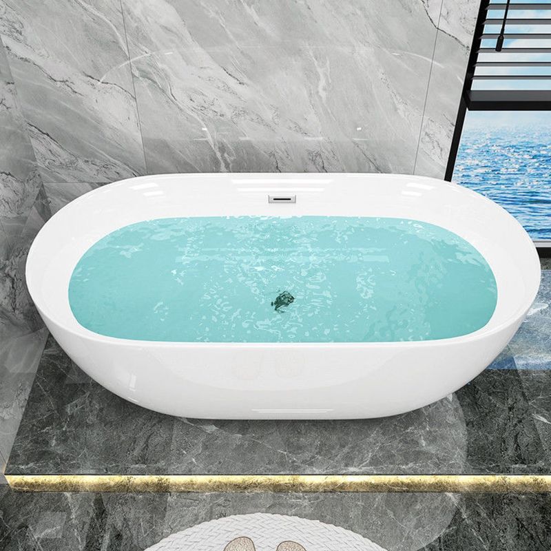 Freestanding Acrylic Bath White Oval Modern Back to Wall Bathtub Clearhalo 'Bathroom Remodel & Bathroom Fixtures' 'Bathtubs' 'Home Improvement' 'home_improvement' 'home_improvement_bathtubs' 'Showers & Bathtubs' 1200x1200_582654b8-86dd-4216-945f-7d4ae2376185