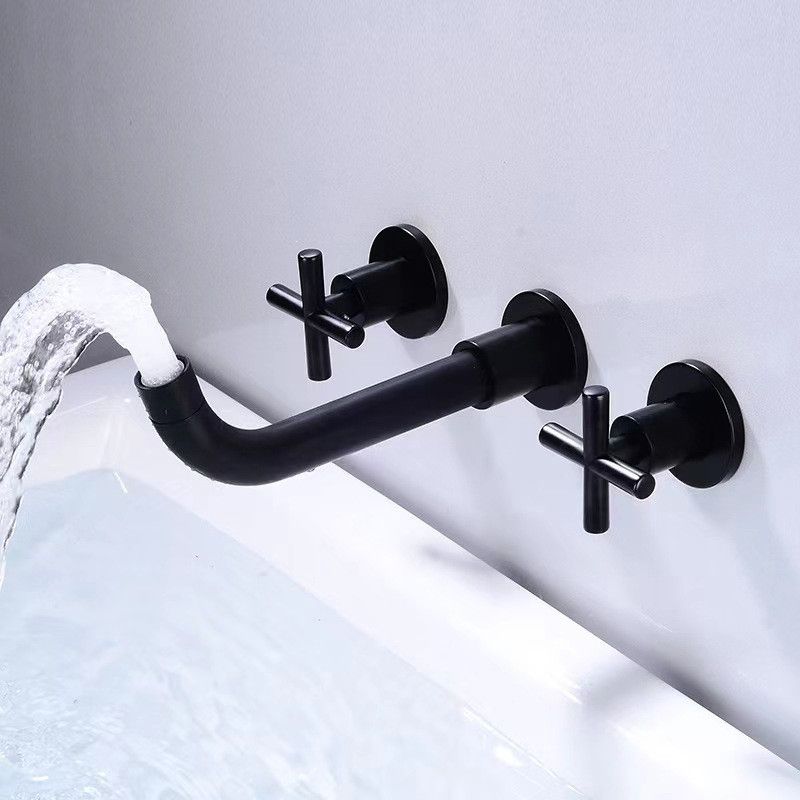 Modern 1 or 2-Handle Bathroom Sink Faucet Circular Wall Mounted Bathroom Faucet. Clearhalo 'Bathroom Remodel & Bathroom Fixtures' 'Bathroom Sink Faucets' 'Bathroom Sinks & Faucet Components' 'bathroom_sink_faucets' 'Home Improvement' 'home_improvement' 'home_improvement_bathroom_sink_faucets' 1200x1200_584c6cb9-0742-4ccf-85e4-7d71a242fc1b