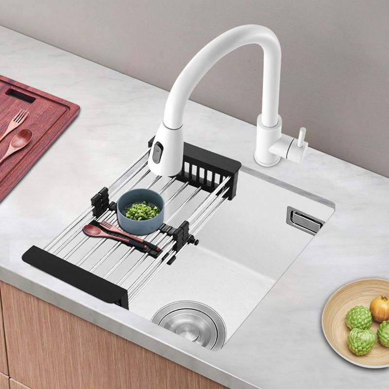 White Rectangle Kitchen Sink with Faucet Single Bowl Quartz Sink Clearhalo 'Home Improvement' 'home_improvement' 'home_improvement_kitchen_sinks' 'Kitchen Remodel & Kitchen Fixtures' 'Kitchen Sinks & Faucet Components' 'Kitchen Sinks' 'kitchen_sinks' 1200x1200_5853665f-e502-4c7e-b091-f82a4f7e06c1