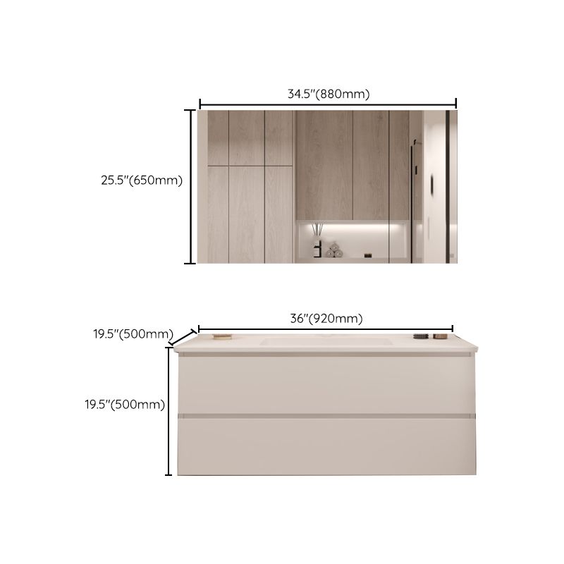 White Bathroom Vanity Wood Rectangle Single Sink Wall Mount 2 Drawers Vanity Set Clearhalo 'Bathroom Remodel & Bathroom Fixtures' 'Bathroom Vanities' 'bathroom_vanities' 'Home Improvement' 'home_improvement' 'home_improvement_bathroom_vanities' 1200x1200_585e926b-3c70-4389-9f9f-c55ed4bfc440