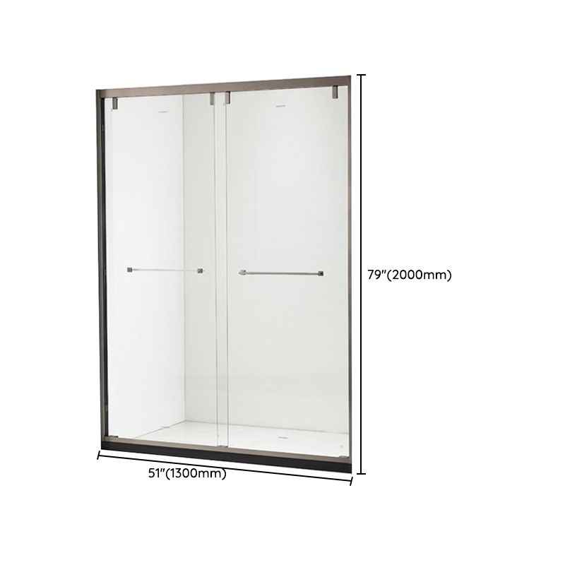 Double Sliding Semi Frameless Shower Bath Door Stainless Steel Handle Shower Door Clearhalo 'Bathroom Remodel & Bathroom Fixtures' 'Home Improvement' 'home_improvement' 'home_improvement_shower_tub_doors' 'Shower and Tub Doors' 'shower_tub_doors' 'Showers & Bathtubs' 1200x1200_58918b71-1990-4e66-8429-faeeb4e687d6