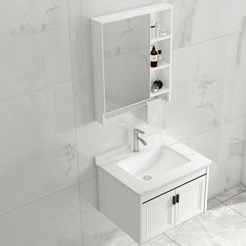 White Modern Single-Sink Wall Mount Open Console with Sink Set Clearhalo 'Bathroom Remodel & Bathroom Fixtures' 'Bathroom Vanities' 'bathroom_vanities' 'Home Improvement' 'home_improvement' 'home_improvement_bathroom_vanities' 1200x1200_58a76c95-8c25-4110-9959-e69c25eff124