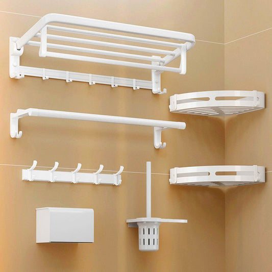 Modern Bathroom Hardware Set Towel Bar White Bath Shelf Bath Hardware Set Clearhalo 'Bathroom Hardware Sets' 'Bathroom Hardware' 'Bathroom Remodel & Bathroom Fixtures' 'bathroom_hardware_sets' 'Home Improvement' 'home_improvement' 'home_improvement_bathroom_hardware_sets' 1200x1200_58c92552-902c-4335-8c5b-475c74881d8b