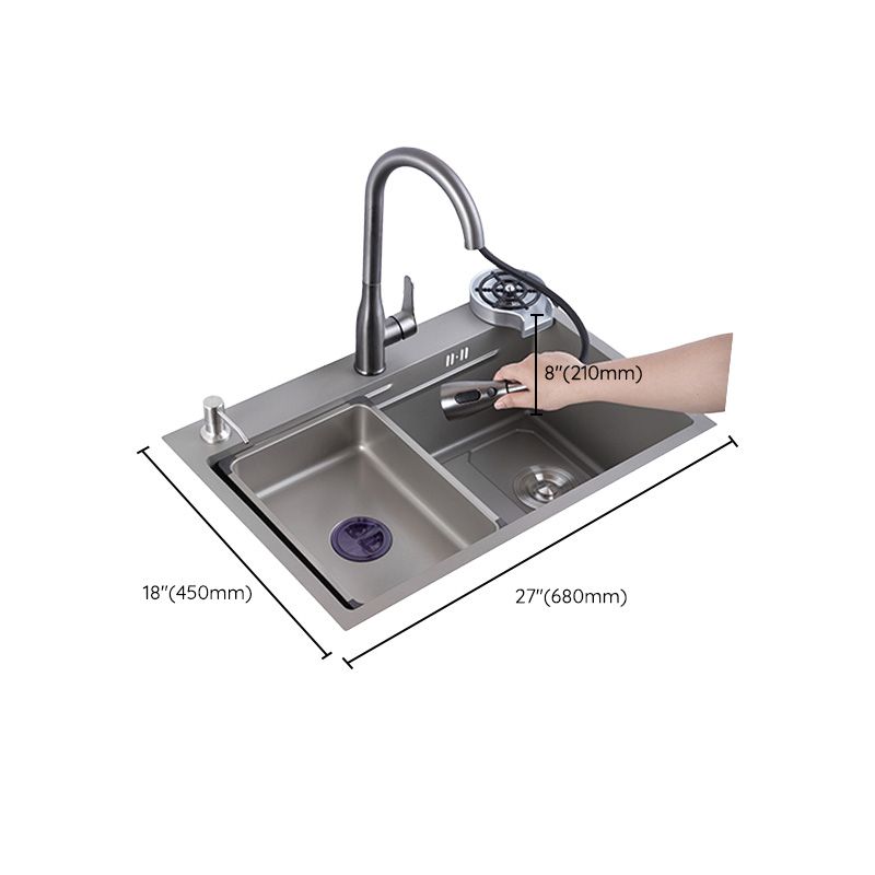 Grey Kitchen Sink Cutting Board Single Bowl Stainless Steel Top-Mount Kitchen Sink Clearhalo 'Home Improvement' 'home_improvement' 'home_improvement_kitchen_sinks' 'Kitchen Remodel & Kitchen Fixtures' 'Kitchen Sinks & Faucet Components' 'Kitchen Sinks' 'kitchen_sinks' 1200x1200_58c99b48-a4fd-4dee-91b3-0d3b3031f851