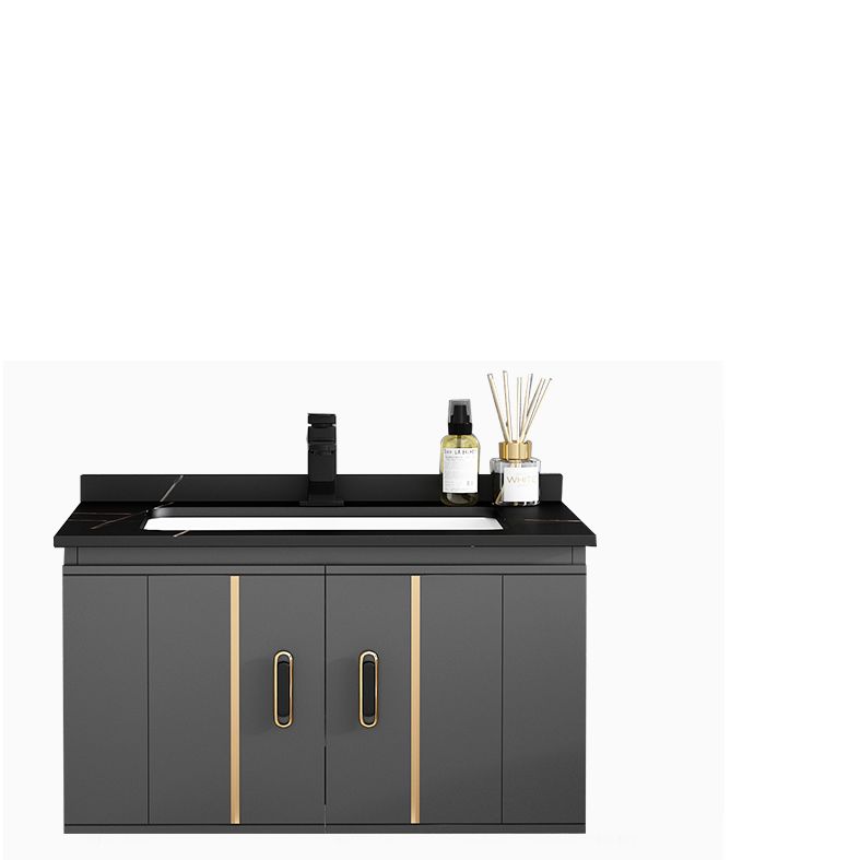 Modern Single Sink Vanity Black Ceramic Bath Vanity with Soft Close Door Clearhalo 'Bathroom Remodel & Bathroom Fixtures' 'Bathroom Vanities' 'bathroom_vanities' 'Home Improvement' 'home_improvement' 'home_improvement_bathroom_vanities' 1200x1200_58db952d-d4b4-4448-9e56-4f8436a82dc3