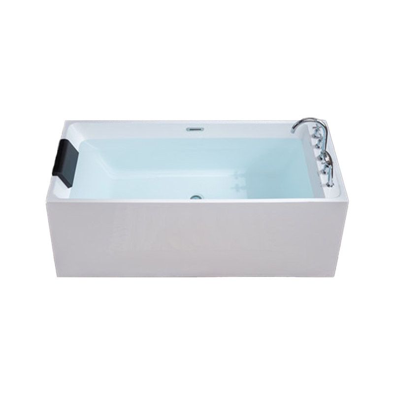 Modern White Rectangle Acrylic Bathtub Freestanding Soaking Bathtub with Drain Bath Tub Clearhalo 'Bathroom Remodel & Bathroom Fixtures' 'Bathtubs' 'Home Improvement' 'home_improvement' 'home_improvement_bathtubs' 'Showers & Bathtubs' 1200x1200_58dbeae5-e5fc-4134-9359-5c1cbfb2dd48