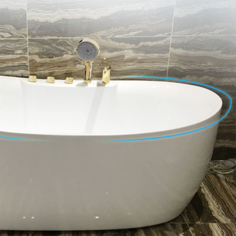 White Acrylic Freestanding Bathtub Oval Modern Handles Included Bath Clearhalo 'Bathroom Remodel & Bathroom Fixtures' 'Bathtubs' 'Home Improvement' 'home_improvement' 'home_improvement_bathtubs' 'Showers & Bathtubs' 1200x1200_5928819c-91ea-4b91-9318-9e9ca4dc86ad