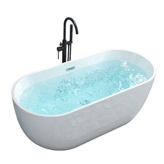 Acrylic Oval Freestanding Bath Soaking 23.23-inch Tall Bathtub in White Clearhalo 'Bathroom Remodel & Bathroom Fixtures' 'Bathtubs' 'Home Improvement' 'home_improvement' 'home_improvement_bathtubs' 'Showers & Bathtubs' 1200x1200_594163cd-f856-4325-bb42-f15f44003205