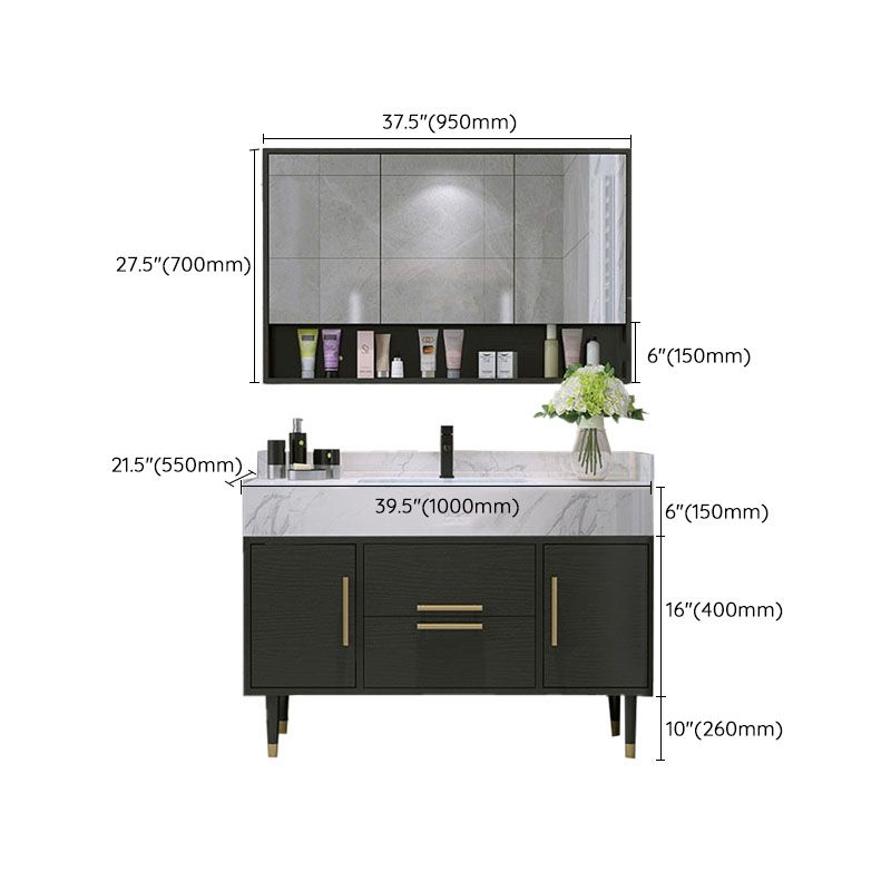 Double Sink Vanity Set 2 Doors Rectangle Freestanding Metal Frame Vanity with Mirror Clearhalo 'Bathroom Remodel & Bathroom Fixtures' 'Bathroom Vanities' 'bathroom_vanities' 'Home Improvement' 'home_improvement' 'home_improvement_bathroom_vanities' 1200x1200_5963279f-263a-4a17-95b9-596950d9ea8d