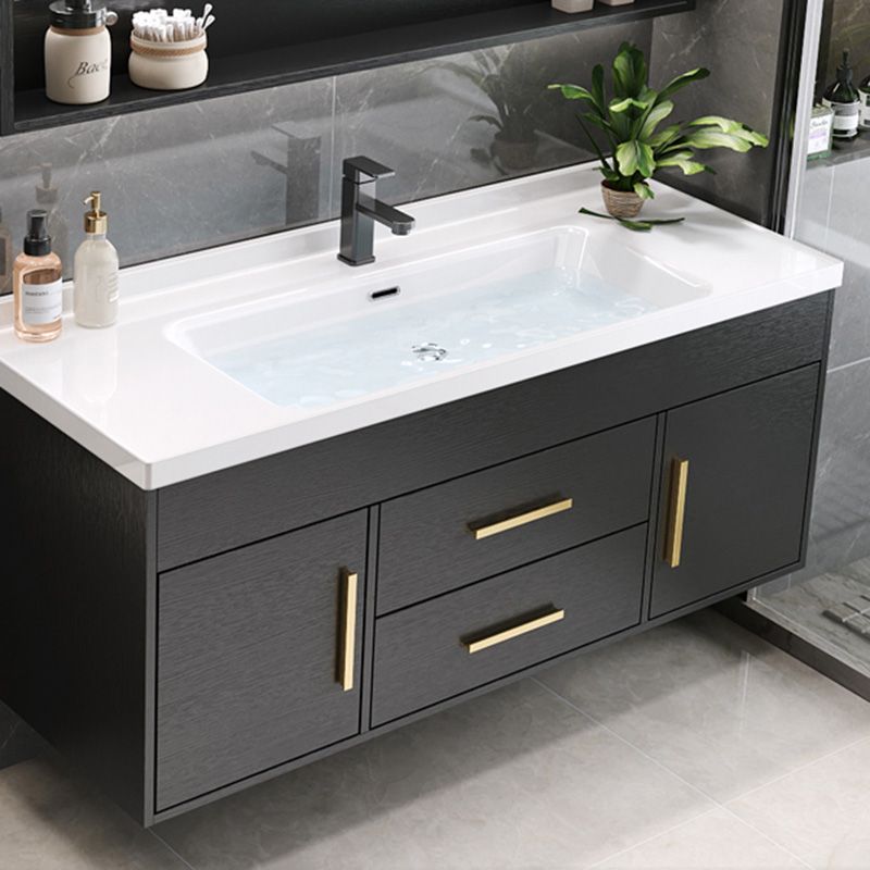 Single-Sink Black Solid Wood Modern Open Console with Sink Set Clearhalo 'Bathroom Remodel & Bathroom Fixtures' 'Bathroom Vanities' 'bathroom_vanities' 'Home Improvement' 'home_improvement' 'home_improvement_bathroom_vanities' 1200x1200_5979c27c-9085-4a68-b718-a25fdb604019