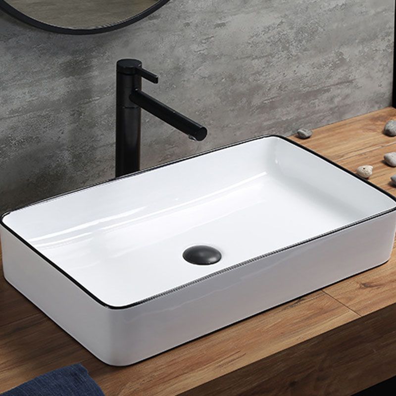 Modern Bathroom Sink Rectangular Porcelain Trough Sink with Pop-Up Drain Clearhalo 'Bathroom Remodel & Bathroom Fixtures' 'Bathroom Sinks & Faucet Components' 'Bathroom Sinks' 'bathroom_sink' 'Home Improvement' 'home_improvement' 'home_improvement_bathroom_sink' 1200x1200_59806555-d125-4073-bb63-9383a8ff1d4e