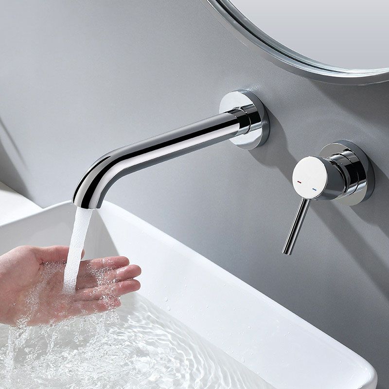 Low Arc Sink Faucet Wall Mounted 2 Holes Single Lever Handle Bathroom Sink Faucet Clearhalo 'bathroom_sink_faucets' 'Conjunta de Baño y Conjunta de Grifo' 'Coronamiento de Baño y Dispositivo de Baño' 'Grifo del lavabo del baño' 'Hogar' 'home_improvement' 'home_improvement_bathroom_sink_faucets' 'Mejoras para el hogar' 1200x1200_59807ac9-1643-47bc-8799-ce5634d58ab0