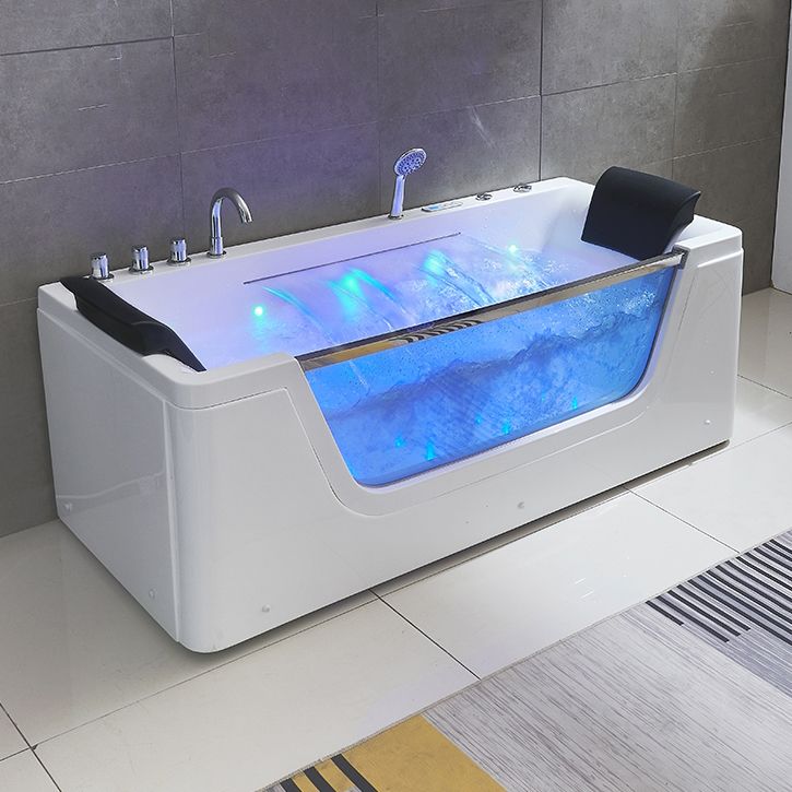 Stand Alone White Bathtub Acrylic Rectangular Modern Center Bath Clearhalo 'Bathroom Remodel & Bathroom Fixtures' 'Bathtubs' 'Home Improvement' 'home_improvement' 'home_improvement_bathtubs' 'Showers & Bathtubs' 1200x1200_5990a3a5-92d2-442f-8a52-8eb673f8decd